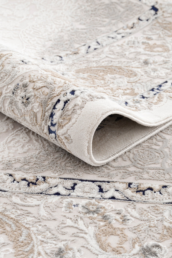 Koza Mirage Krem Mavi Salon Halısı A3780A