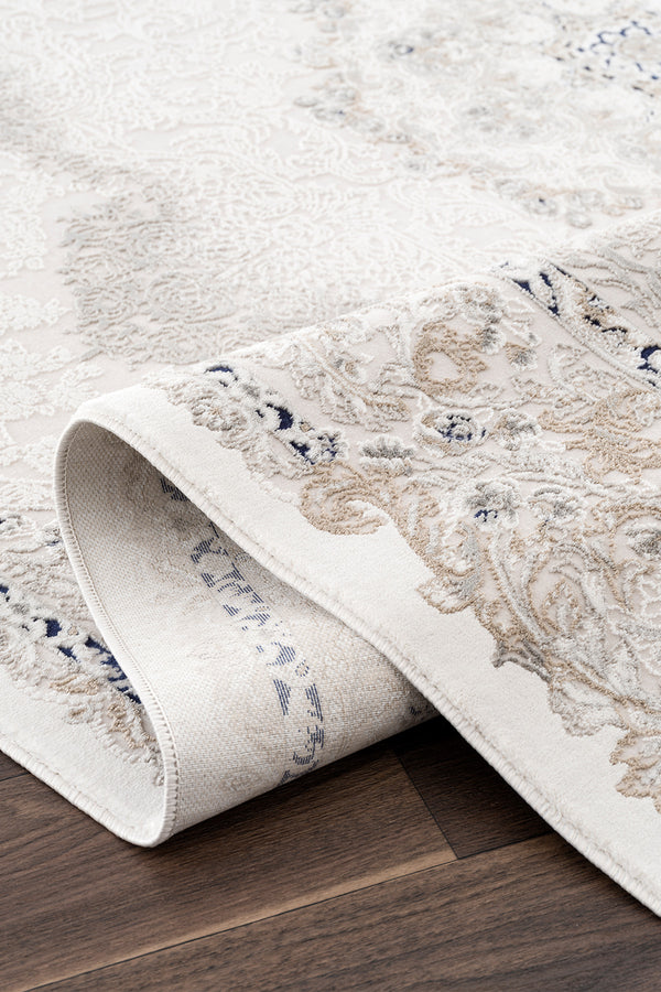 Koza Mirage Krem Mavi Salon Halısı A3780A