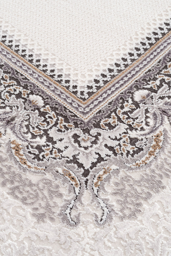 Koza Nazende Krem Antrasit Salon Halısı A3391E