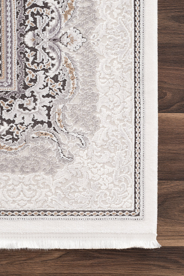 Koza Nazende Krem Antrasit Salon Halısı A3391E