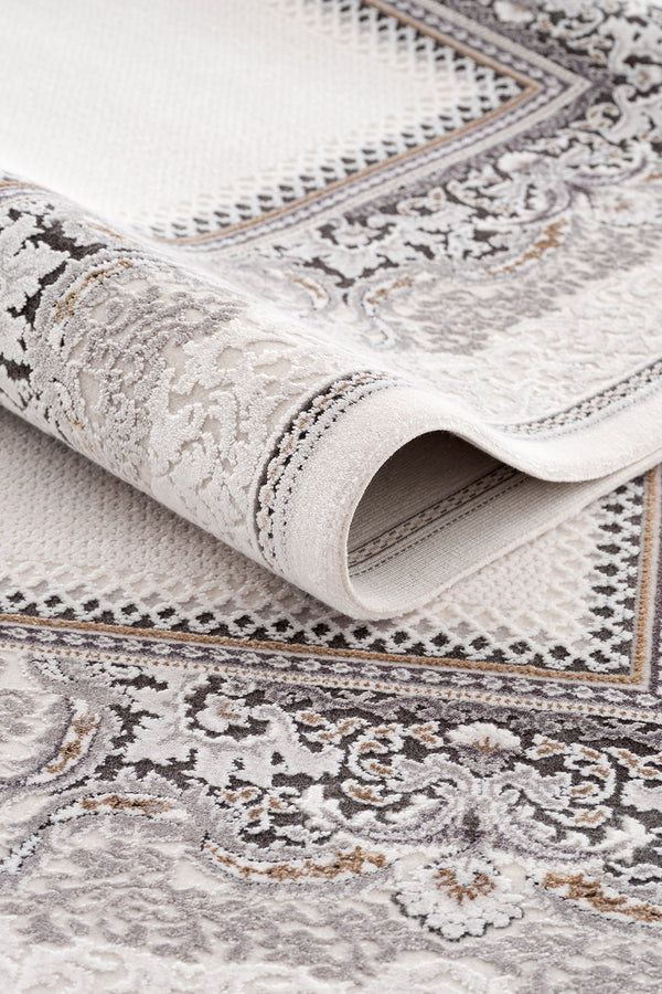 Koza Nazende Krem Antrasit Salon Halısı A3391E