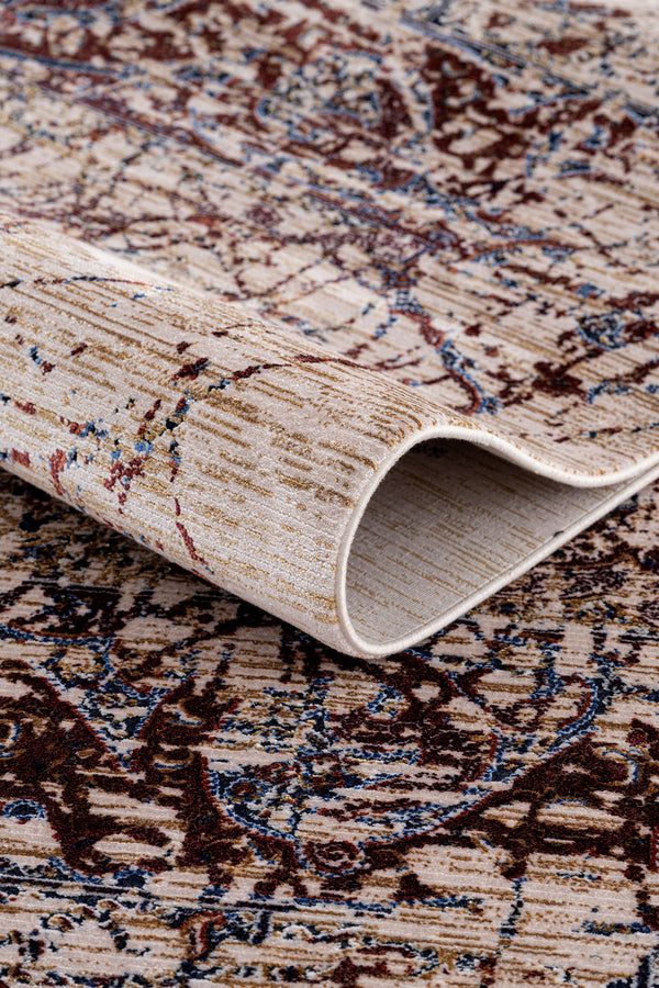 Koza Nostalgia Bej Bordo Salon Halısı A3009B