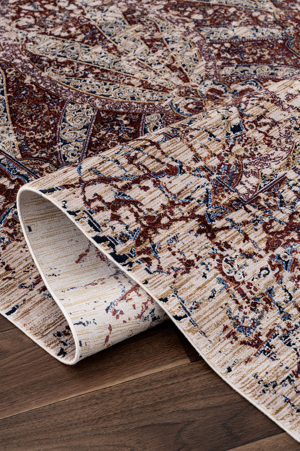 Koza Nostalgia Bej Bordo Salon Halısı A3009B