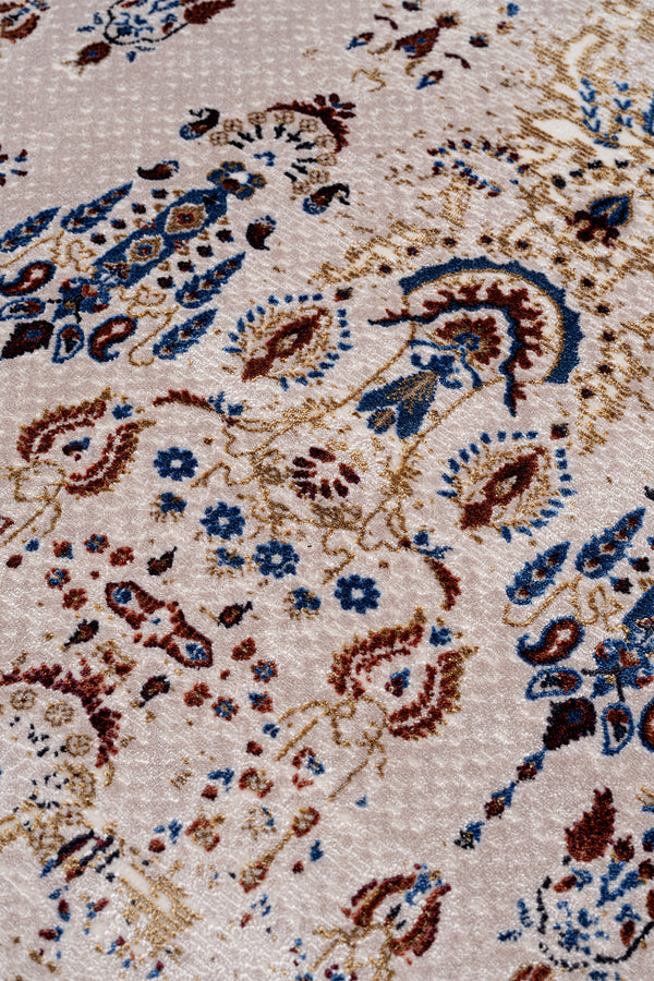 Koza Nostalgia Krem Mavi Salon Halısı A3011D