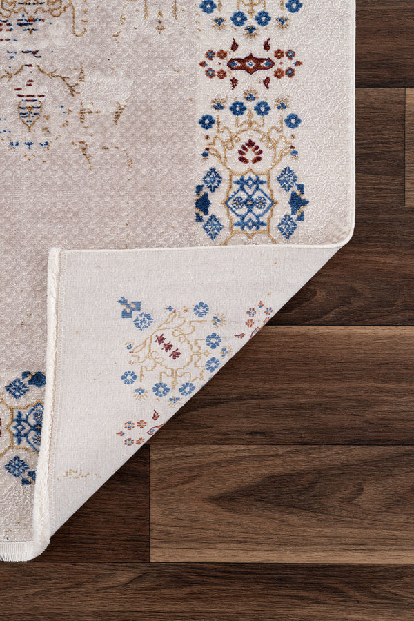 Koza Nostalgia Krem Mavi Salon Halısı A3011D