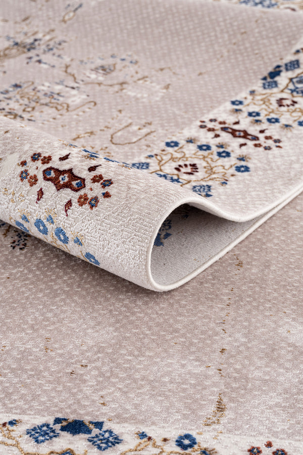 Koza Nostalgia Krem Mavi Salon Halısı A3011D