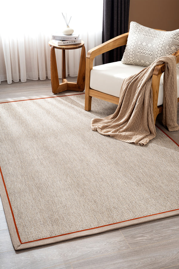Koza Premium Sahara Bordure Bej-Bordür Vizon Turuncu Sisal Halı B3610E
