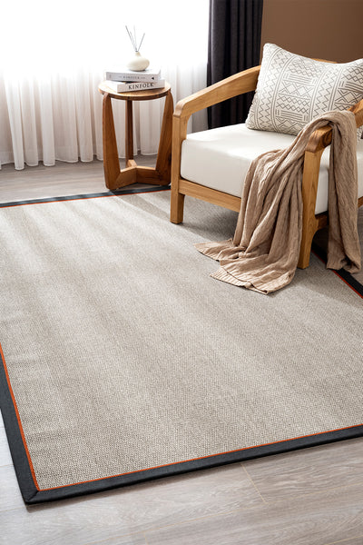 Koza Premium Sahara Bordure Gri-Bordür Siyah Turuncu Sisal Halı B3610H