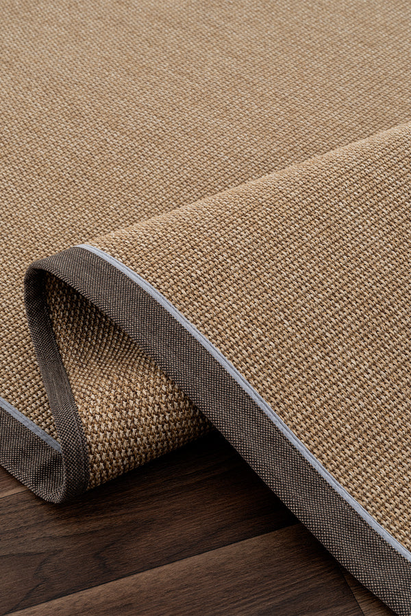 Koza Premium Sahara Bordure Natural-Bordür Kahve Mavi Sisal Halı B3610A