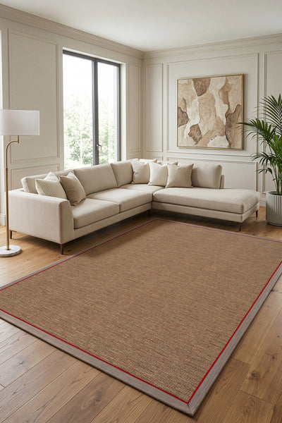 Koza Sahara Natural Bordür Vizon Kırmızı Halı B3622E