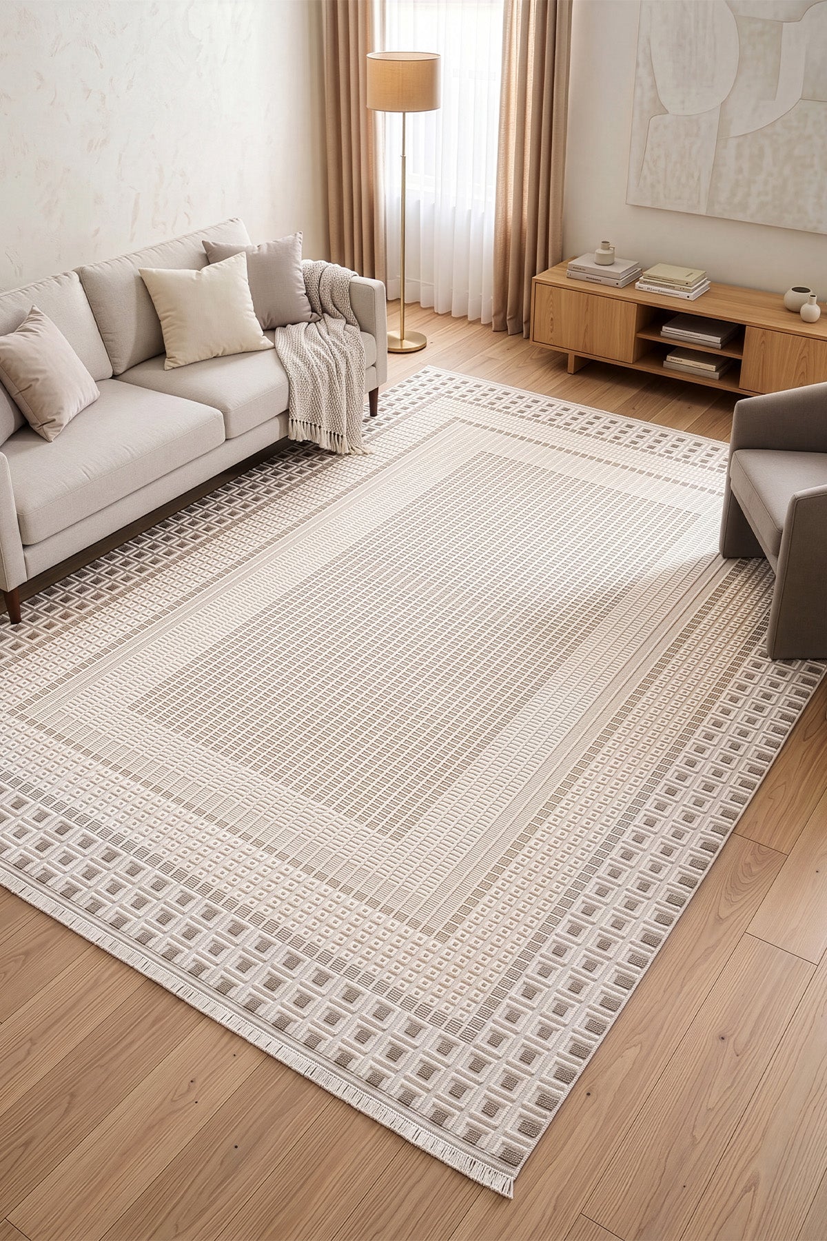 Koza Vista Krem Vizon Halı A5422B