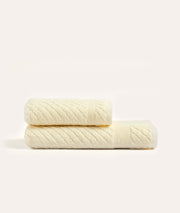 Likya Krem Çapraz Çizgili 2'li Çeyiz Havlu Seti 1018A