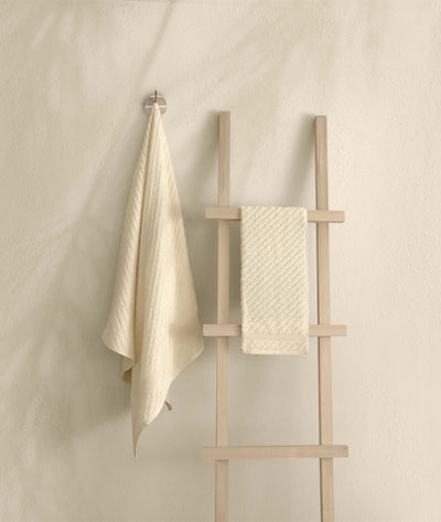 Likya Krem Çapraz Çizgili 2'li Çeyiz Havlu Seti 1018A