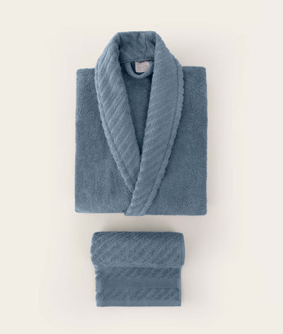 Likya Mavi-Beyaz 4'li Aile Bornoz Seti 1061A