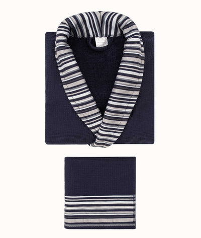 Limira Lacivert 2'li Set L-XL Bornoz & Havlu 2236