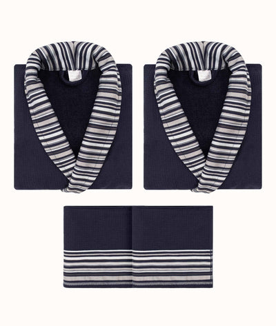 Limira Lacivert 4'lü Set 2 Bornoz & 2 Havlu 2241