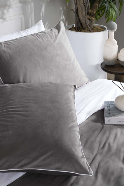 Linda Antrasit Kadife Çift Kişilik Nevresim Takımı 200x220 5011