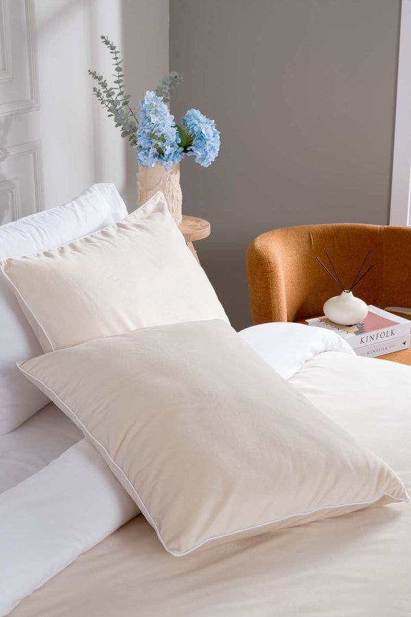 Linda Krem Kadife Çift Kişilik Nevresim Takımı 200x220 5007