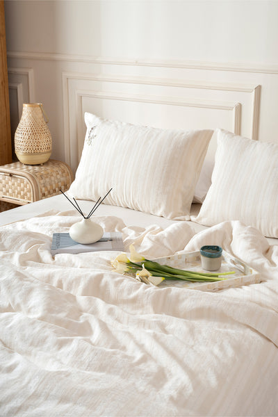 Loretta Bej Çift Kişilik Nakışlı Nevresim Takımı 2539