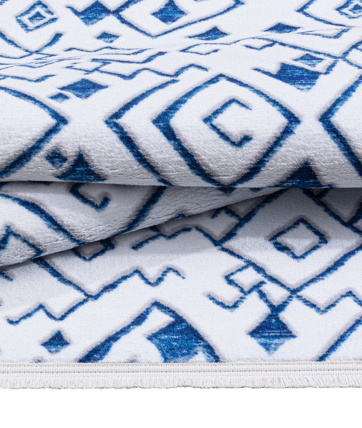 Maze Flux Mavi Desenli Peluş Halı 7451