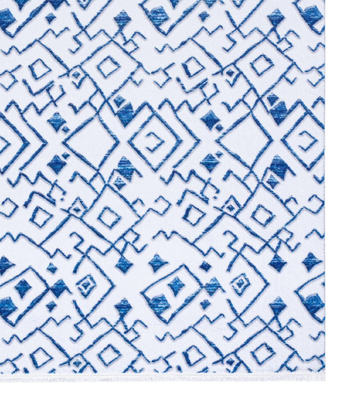 Maze Flux Mavi Desenli Peluş Halı 7451