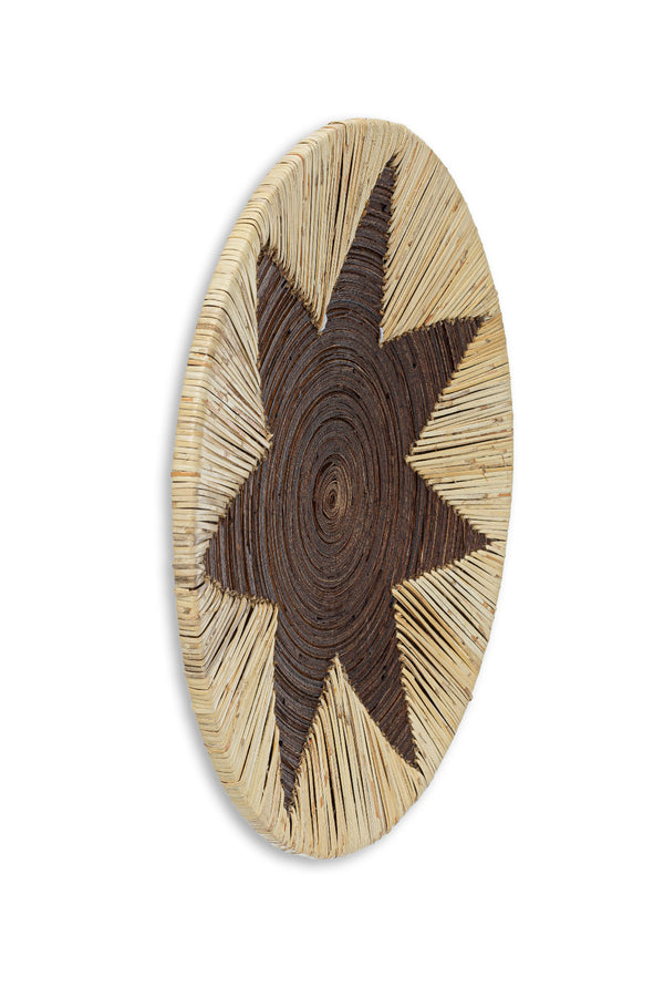 Meander Bambu Afrikan El Yapımı Yıldız Duvar Tabağı Dekoru 40cm 8910