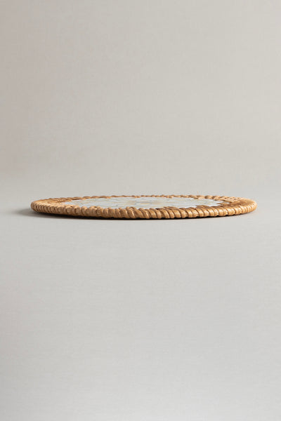Meander Doğal Rattan El Yapımı Çerçeveli 16 cm. Turuncu Çiçek Desenli Nihale 9072