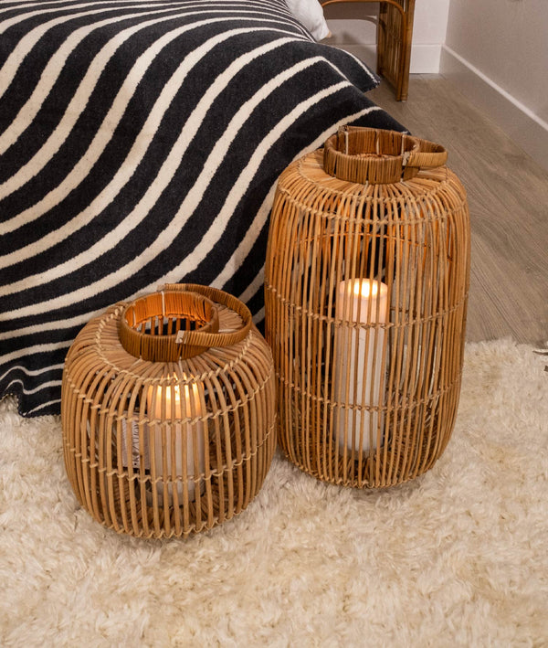 Meander El Yapımı Dekoratif Rattan Mumluk 28x30x38 8940