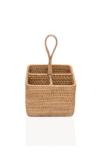 Meander El Yapımı Kare Rattan Kaşıklık 8954 18x18x26 cm