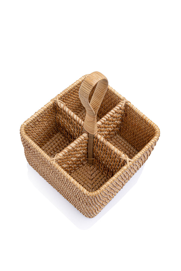 Meander El Yapımı Kare Rattan Kaşıklık 8954 18x18x26 cm