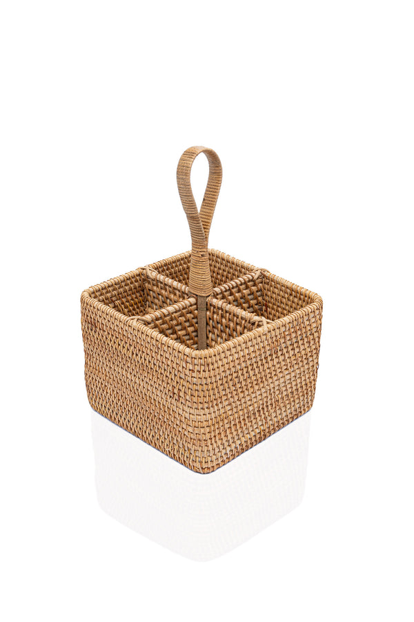 Meander El Yapımı Kare Rattan Kaşıklık 8954 18x18x26 cm