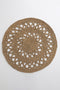 Meander El Yapımı Naturel Oya Desenli Deniz Sazı Yuvarlak Halı 120cm 8884