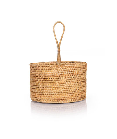 Meander El Yapımı Rattan Yuvarlak 4 Bölmeli Kaşıklık 8887