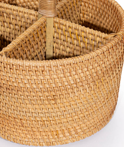 Meander El Yapımı Rattan Yuvarlak 4 Bölmeli Kaşıklık 8887