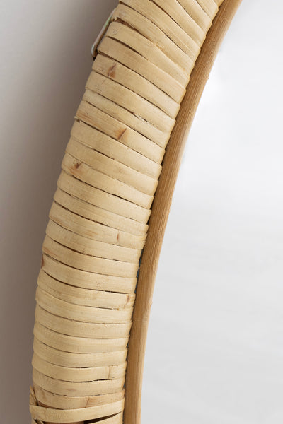 Meander El Yapımı Rattan Yuvarlak Dekoratif Ayna 80cm 8905