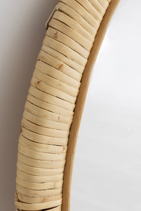 Meander El Yapımı Rattan Yuvarlak Dekoratif Ayna 80cm 8905