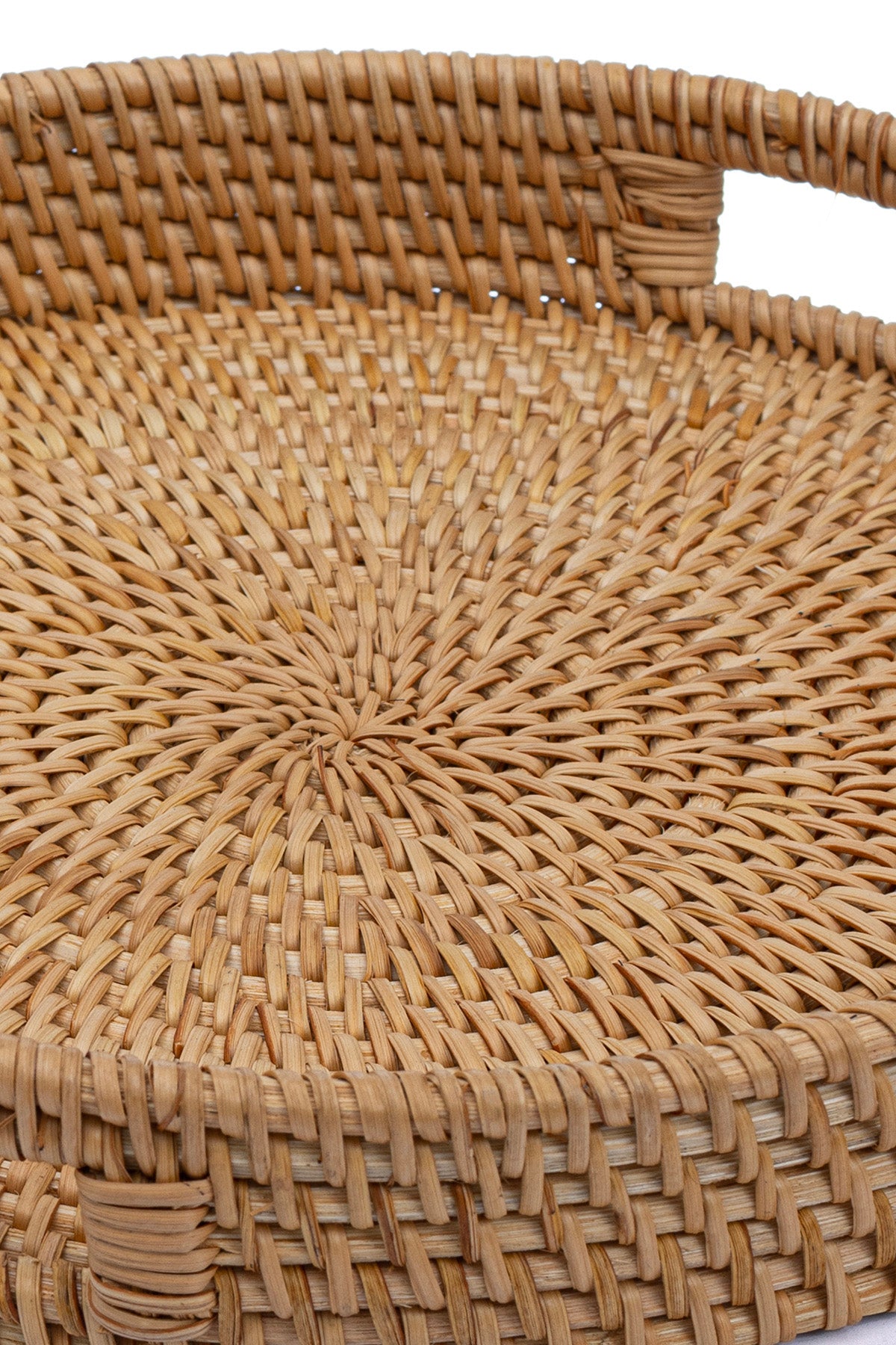Meander El Yapımı Yuvarlak Küçük Boy Rattan Çok Amaçlı Kulplu Tepsi 30cm 8982