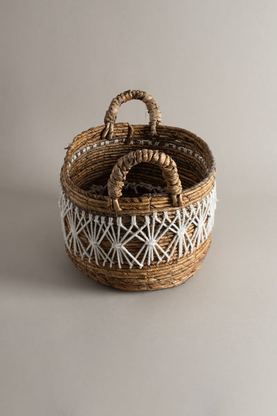 Meander Makrome Doğal El Yapımı Sepet 34x21x21 9068