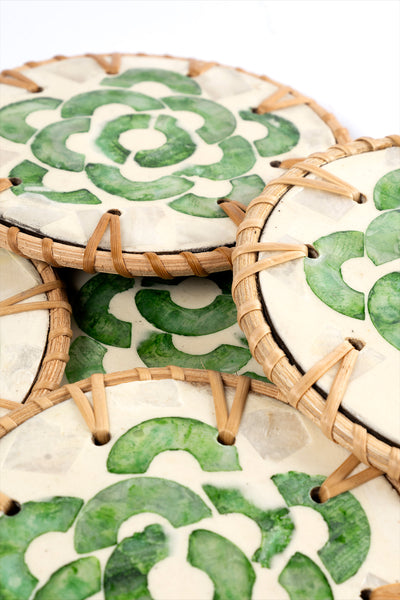 Meander Rattan 6'lı Sedefli Bardak Altlığı 8911