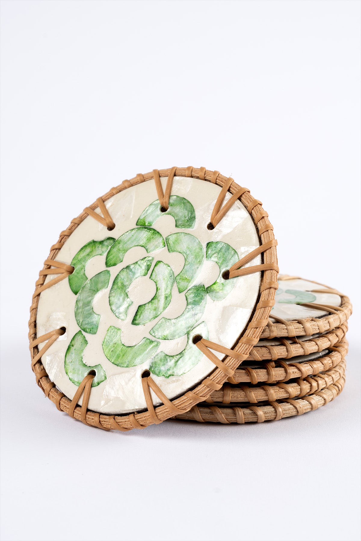 Meander Rattan 6'lı Sedefli Bardak Altlığı 8911