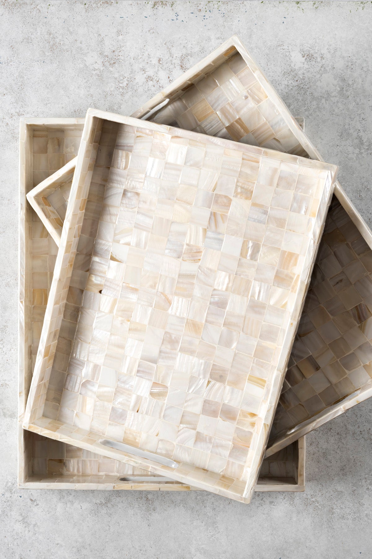 Meander Sedefli Mozaik Damalı  3 Lü Dekoratif Tepsi 4325