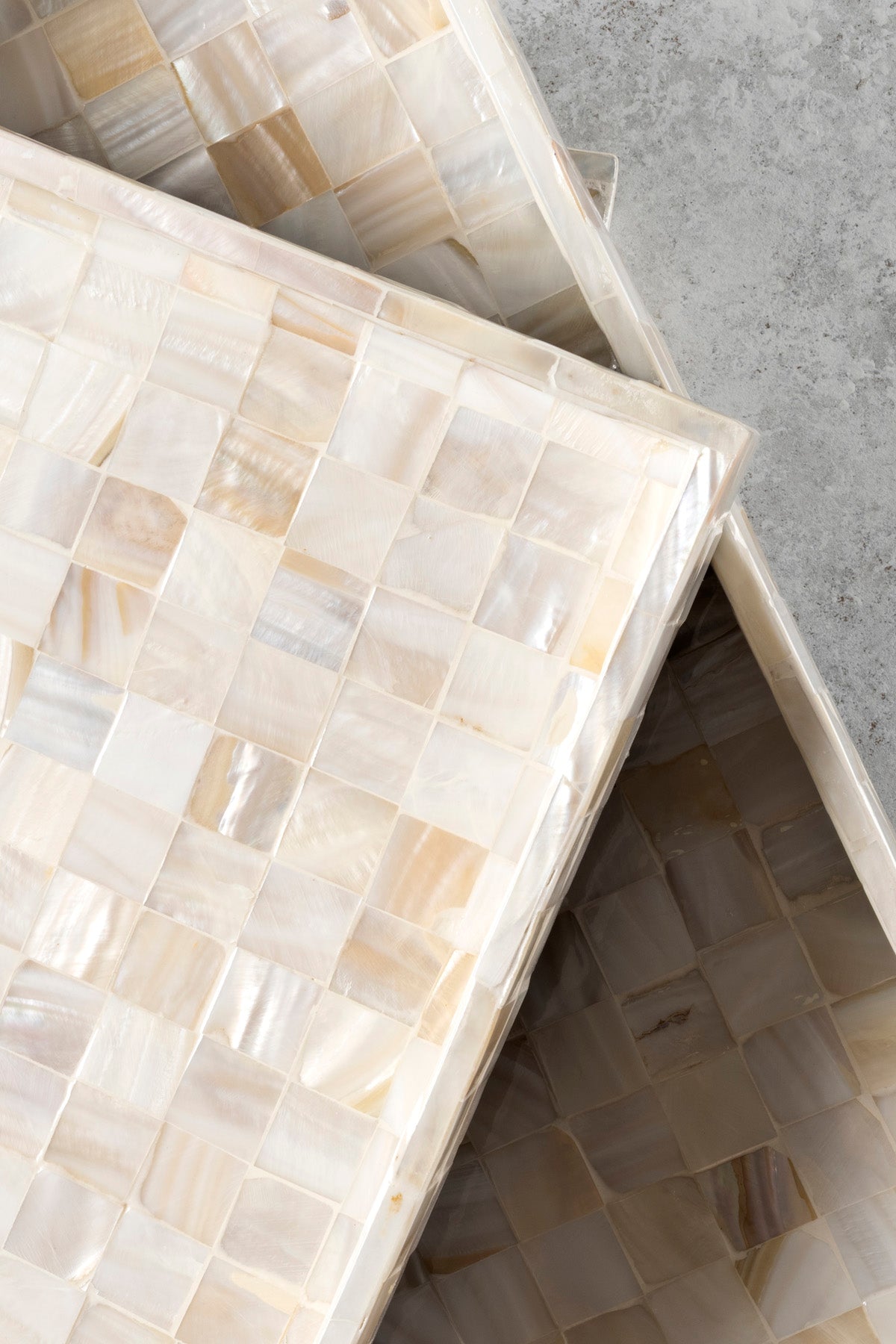 Meander Sedefli Mozaik Damalı  3 Lü Dekoratif Tepsi 4325