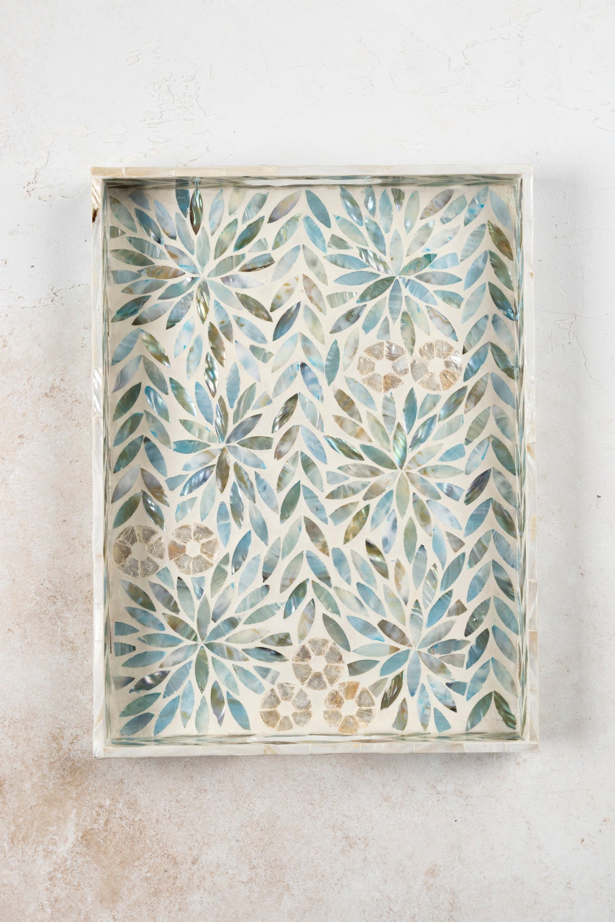 Meander Sedefli Mozaik Çiçekli Multi 3 Lü Dekoratif Tepsi 4327