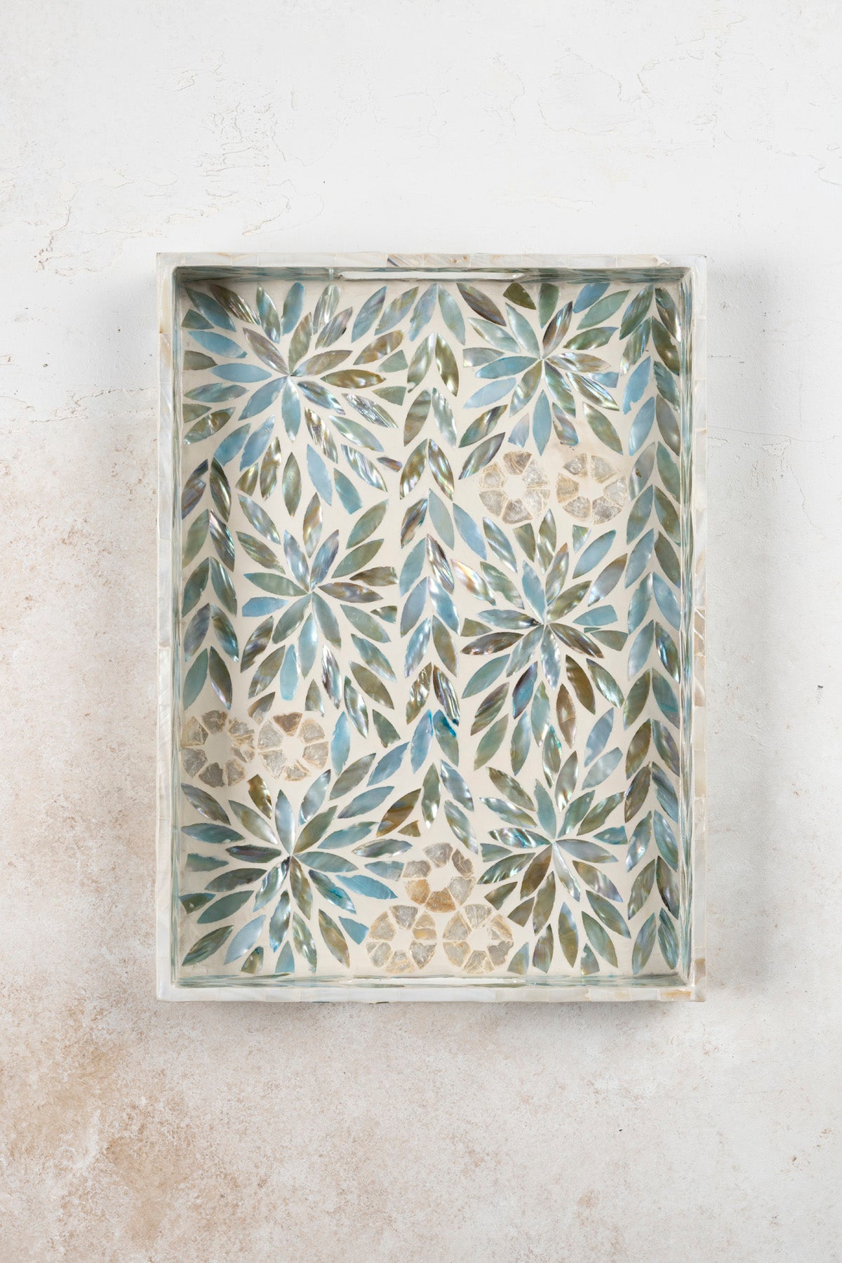 Meander Sedefli Mozaik Çiçekli Multi 3 Lü Dekoratif Tepsi 4327