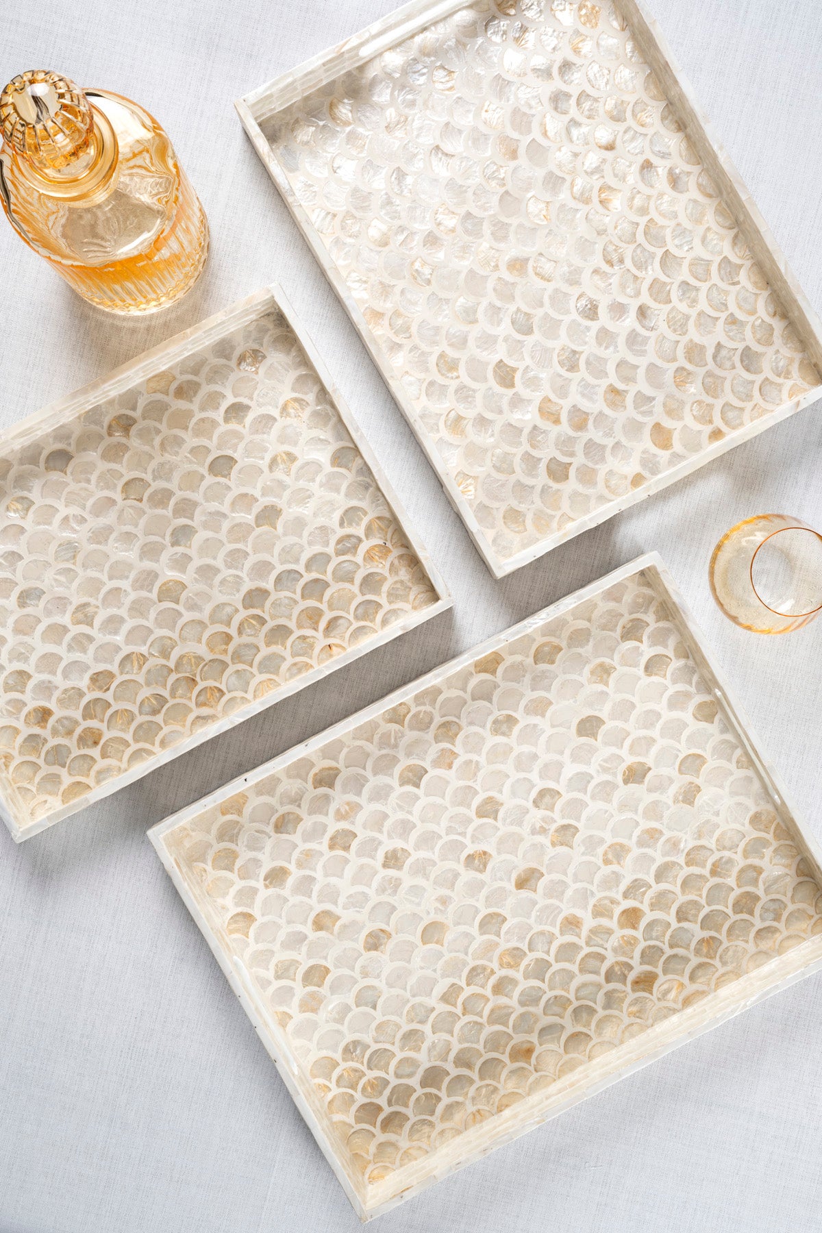 Meander Sedefli Mozaik Pullu  3 Lü Dekoratif Tepsi 4326