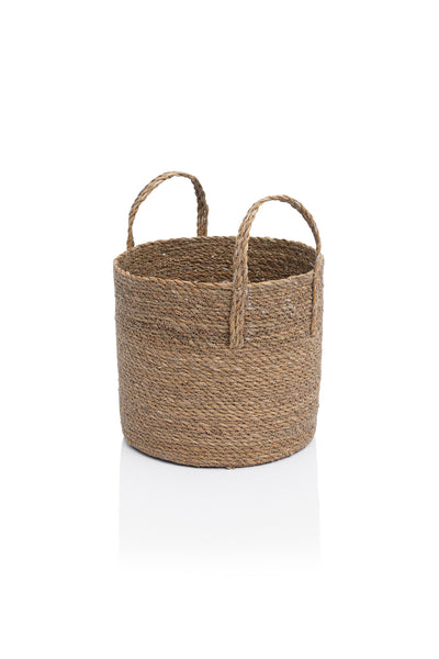 Meander Su Sümbülü Dekoratif Natural Bej Kulplu Sepet 25x25 5052