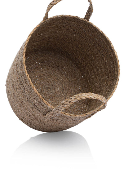 Meander Su Sümbülü Dekoratif Natural Bej Kulplu Sepet 25x25 5052