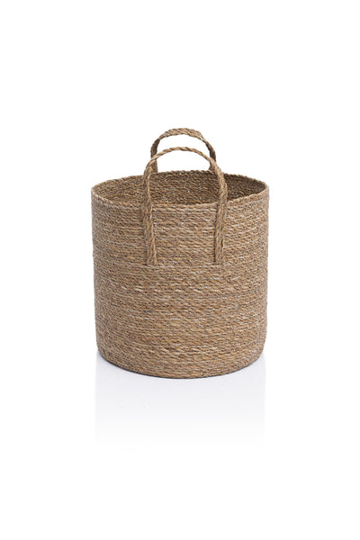 Meander Su Sümbülü Dekoratif Natural Bej Kulplu Sepet 30x30 5051