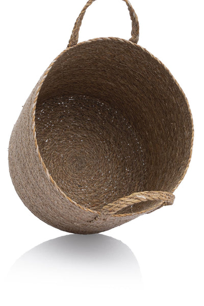 Meander Su Sümbülü Dekoratif Natural Bej Kulplu Sepet 30x30 5051