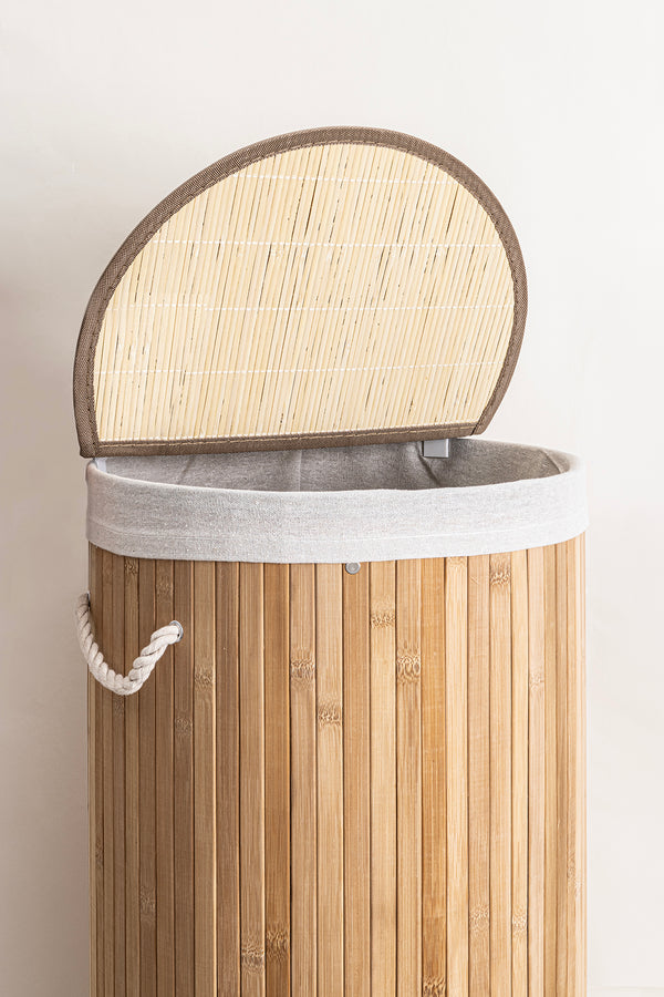 Meander Yuvarlak Bambu Çamaşır Sepeti 35x61 55Lt 5113